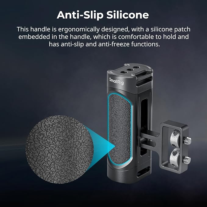 SMALLRIG Mini Camera Side Handle with NATO and 1/4"-20 Screws Installation Options, for Left and Right Hand, with 1/4"-20 Threaded Holes, Wrist Strap Holes, Cold Shoe, Up and Down Adjustable - Image 5
