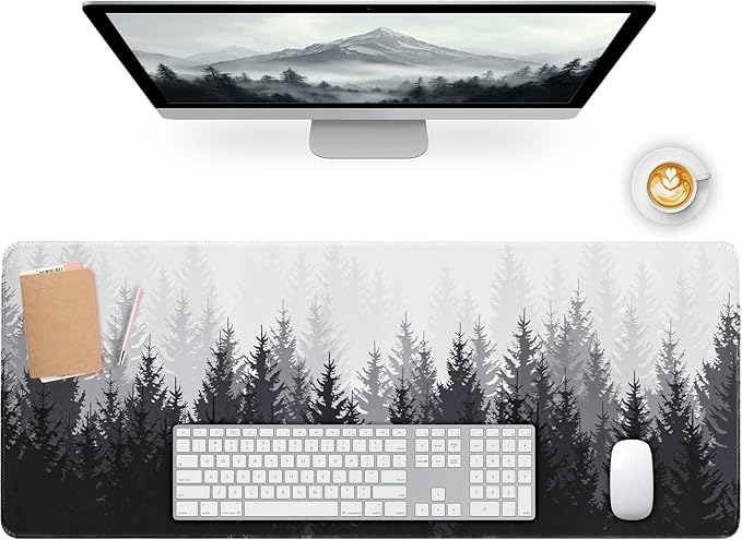Desk Mat Forest, Large Gaming Mouse Pad with Stitched Edges, 31.5" x 11.8" XL Non-Slip Desk Pad, Computer Keyboard Mat for Office Home