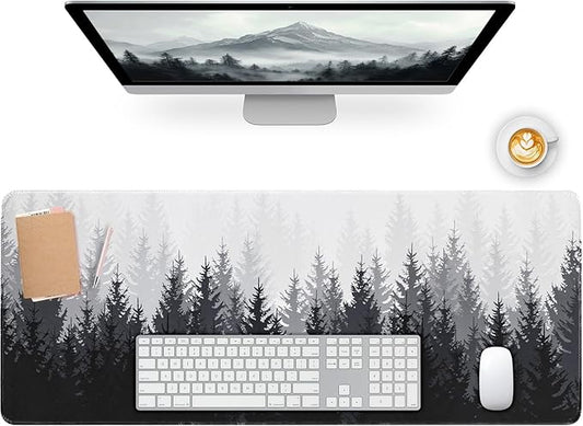 Desk Mat Forest, Large Gaming Mouse Pad with Stitched Edges, 31.5" x 11.8" XL Non-Slip Desk Pad, Computer Keyboard Mat for Office Home