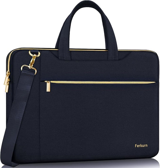 Ferkurn Laptop Case Bag Women Men Computer Sleeve with Shoulder Compatible with HP/Inspiron/Thinkpad/Vivobook/MSI/Surface, 15.6 inch, Deep Indigo