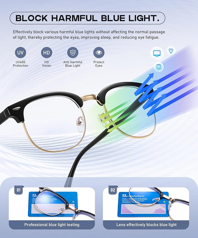 Perfectmiaoxuan Blue Light Blocking Glasses,Computer/Gaming/Screen Glasses for Women or Men，Anti Blue Light & UV