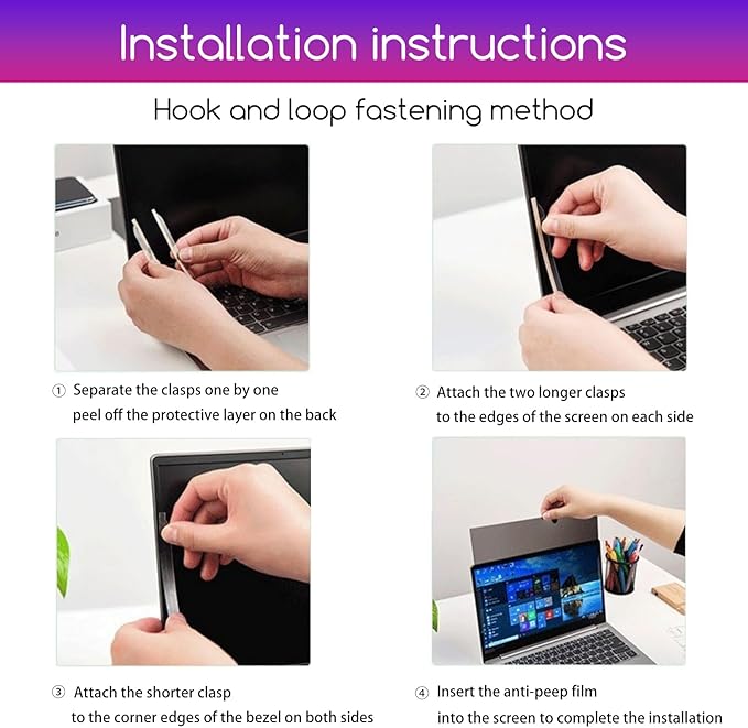16" Privacy Screen Protector | 9H Tempered Glass with Anti-Blue Light & Anti-Glare | Universal Fit for HP, Dell, ASUS, Samsung, Lenovo, Acer, MSI 16:10 Laptops (Wide-Angle Privacy + Eye Comfort)"