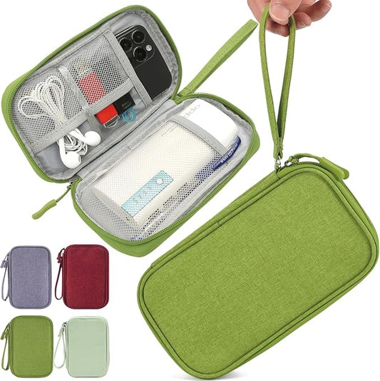 Electronics Organizer Travel Case, Travel Cable Organizer Bag Pouch Electronic Accessories Carry Case Waterproof Electronic Bag for Cable, Cord, Charger, Power Bank, Earphone (Green)