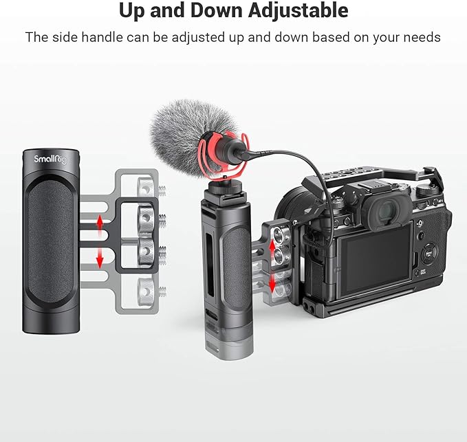 SMALLRIG Mini Side Handle Handgrip with Dual 1/4"-20 Screw Mount for Mirrorless Digital Camera DSLR Camera Small Camera Cage Built-in Wrench, Up and Down Adjustable - 2916 - Image 5