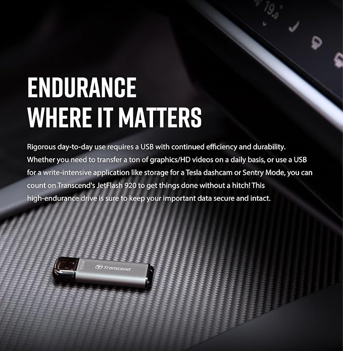 Transcend JF920 128GB USB Flash Drive, USB3.2 Gen1, Up to 420MB/s, Aluminum Metallic housing, for Car Audio System, Sentry Mode, Smart TV and Gaming Console, Gray - TS128GJF920 - Image 6