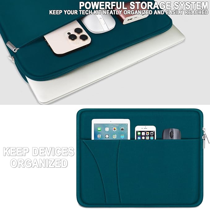 Laptop Sleeve Case 14 inch, Traveling Laptop Cover with Zippered Pocket, Shockproof Protective Carrying Briefcase Computer Bag for 14" MacBook Air/Pro, HP, Dell, Lenovo, Acer, Cyan