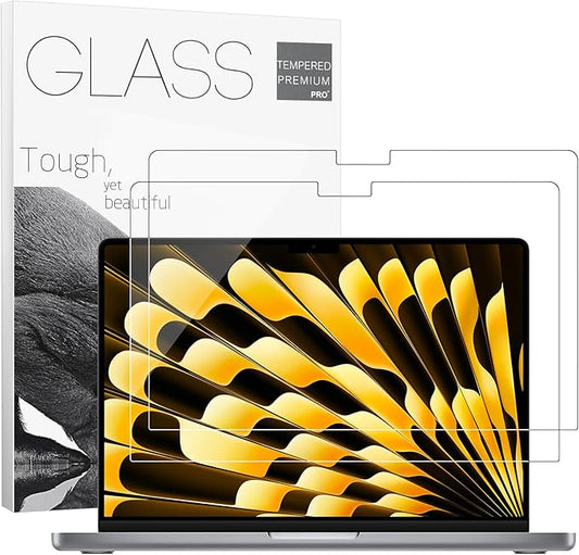 2Pack- 9H Hardness Tempered Glass 15" Screen Protector for Apple 2026-2023 MacBook Air 15.3 inch (Model: A3241 A3114 A2941) Laptop with M5 M4 M3 M2 Chip 15.3 inch Laptop, Bubble Free, Ultra Thin, Anti Scratch