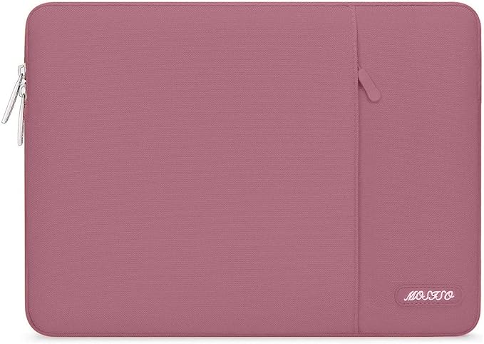 MOSISO Laptop Case 16 inch, 15-15.6 inch Laptop Sleeve Compatible with MacBook Pro 16 M5 M4 M3 M2 M1, HP Acer Dell Lenovo ASUS, Polyester Vertical Computer Sleeve Bag with Pocket, Dusty Rose