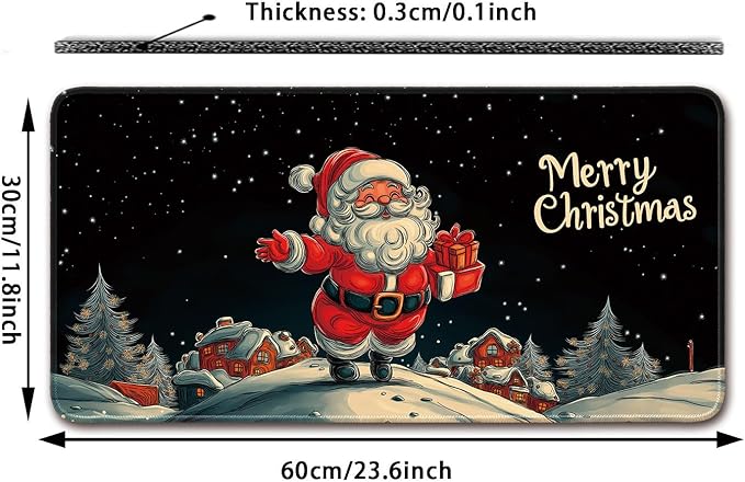 Desk Pad Protector, Office Desk Mat, Large Mouse Pad, Non-Slip Desk Blotter, 23.6x11.8 inch, Merry Christmas Claus Delivering Presents