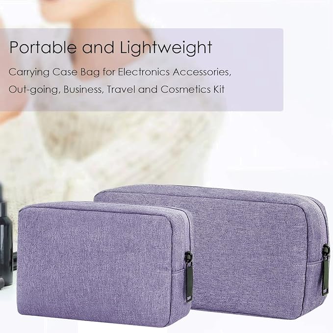 Electronic Organizer Travel Case, Electronic Accessories Storage Bag, Portable Waterproof Cable Organizer Bag for Laptop Charger Mouse, USB, Cord, Power Bank, Earphone, Pen(Small+Big,Purple)