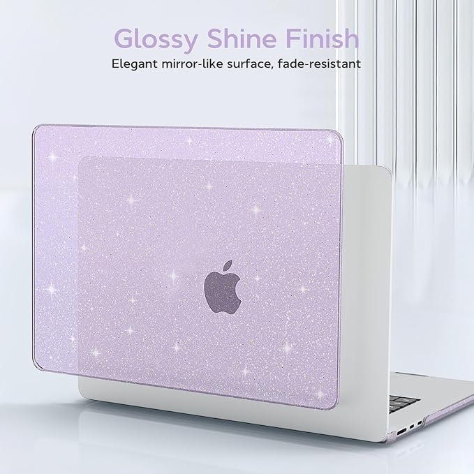 B BELK Compatible with MacBook Air 13 inch Case M5 2026 2025-2022 M4 M3 M2 A3449 A3240 A3113 A2681, Plastic Hard Shell+Keyboard Cover+Screen Protector for MacBook Air 13.6 inch Case, Sparkly Purple