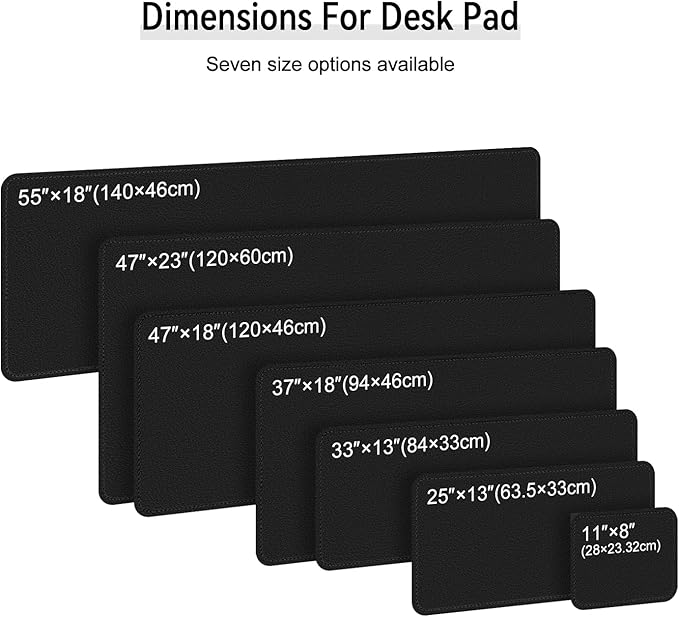 Dual Sided Leather Desk Mat - Waterproof Desk Pad - Ideal for Large Mouse Pad and Desk Mats on Top of Desks (Black, 25"*13")