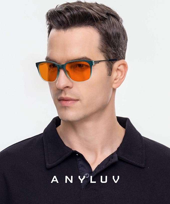 ANYLUV Blue Light Glasses for Men, Lightweight Computer Gaming Glasses, Stylish Anti Eyestrain Blue Light Blocking Men