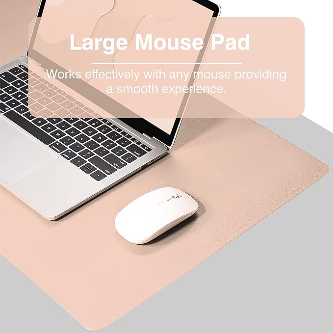 TOWWI Dual Sided Desk Pad, Large Desk Mat, Waterproof Desk Blotter Protector Mouse Pad, Leather Desk Pad Large for Keyboard and Mouse (36" x 17", Pink/Silver)