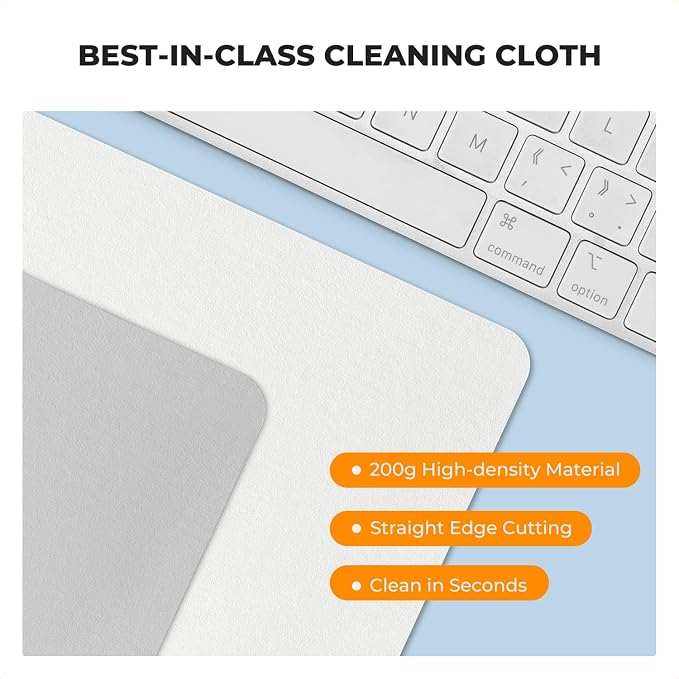 K&F CONCEPT 2 Pack Lens Cleaning Cloth | Microfiber Cleaning Cloth | Glasses Cleaning Cloths | Eyeglass Lens Cleaner | Eyeglasses, Camera Lens, VR/AR Headset, and Screen Cleaning | White & Grey - Image 3