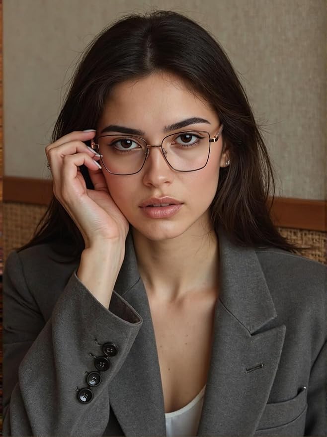 Dollger Blue Light Blocking Glasses for Women Trendy Oversized Computer Eyeglasses Cat Eye Metal Frame bluelight glasses Gold
