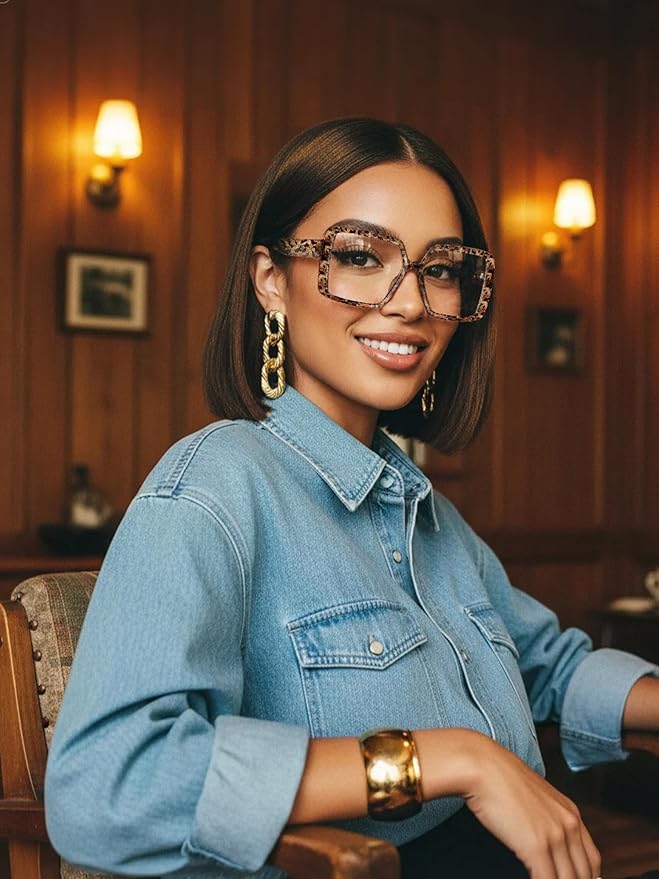 VISOONE Oversized TR90 Blue Light Blocking Glasses Fashion Accessories Non Prescription for Women Harvard
