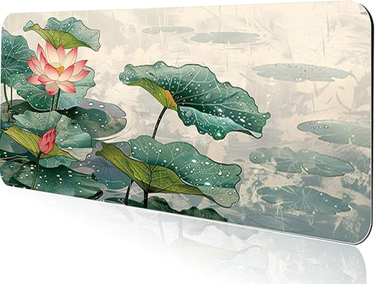 Gaming Mouse Pad 31.5x11.8 inch XL Large Extended Mouse Pad, Big Mousepad Desk Mat for Computer with Non-Slip Rubber Base and Stitched Edge-Lotus