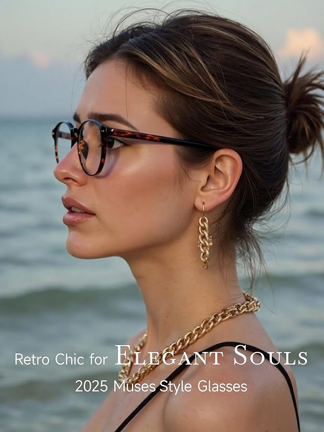 Round Blue Light Blocking Glasses Lightweight Chic Frame Anti Eye Strain Protection Computer Gaming for Women and Men