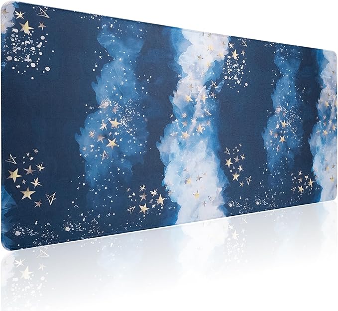 Bloss Large Gaming Mouse Pad XL Desk Mat, Mousepads, Extended Desk Pad, Mouse Mat with Anti-Slip Rubber Base-Blue Star Sky (31.5 x 15.7 x 0.12 Inches)