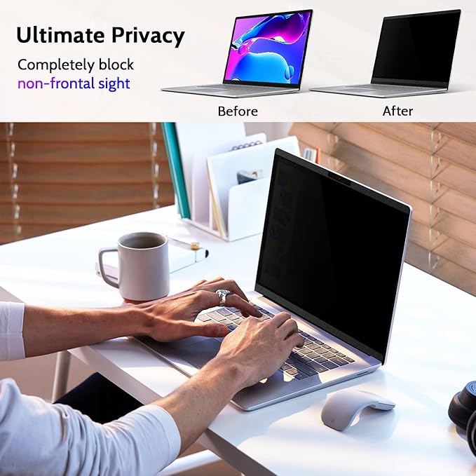 Peslv Magnetic Privacy Screen for Surface Laptop 6/5/4/3/2/1 13.5 Inch, Removable Anti Blue Light Glare Filter, Black Security Private Apy Block Protector