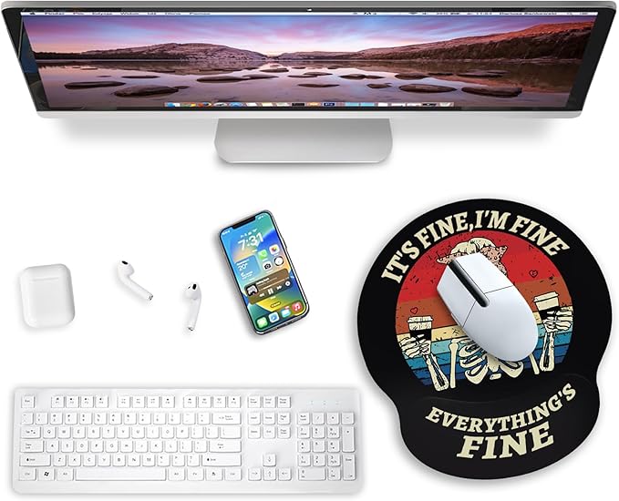 Ergonomic Mouse Pad with Wrist Support, Gothic Skull Skeleton Mouse Pad with Wrist Rest, Gaming Mousepad with Non-Slip Pain Relief PU Base, Cute Mouse Pad for Desk Accessories Office Supplies Decor