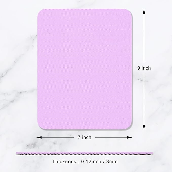 Hsurbtra Mouse Pad, Premium-Textured Square Mousepad 7 x 9 Inch, Thick 3 mm Anti-Slip Waterproof Rubber Pretty Cute Computer Mat for Office Gaming Laptop Women Kids Vanilla Purple