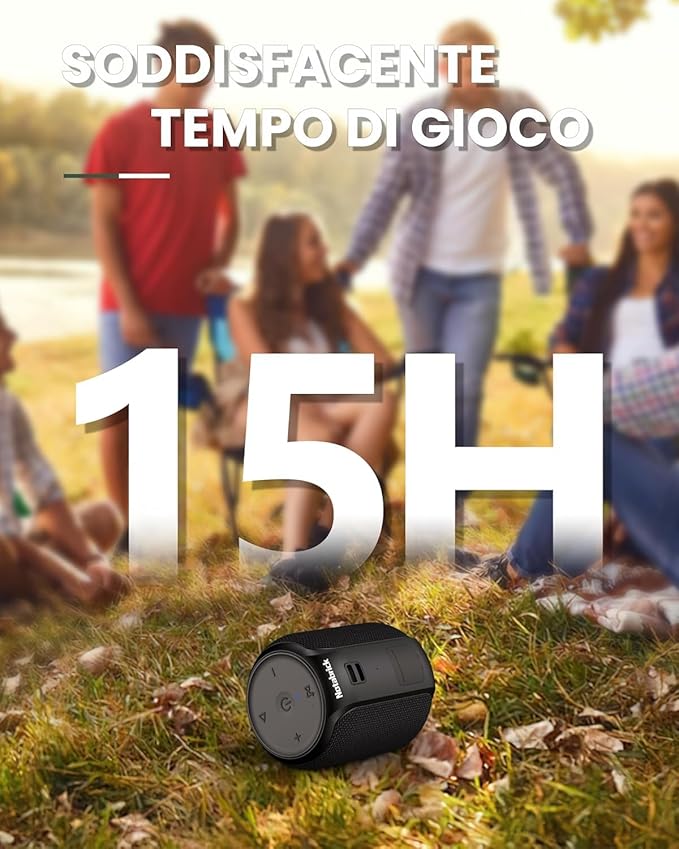 NOTABRICK Bluetooth Speaker with15W, IPX67 Waterproof Portable Speakers Bluetooth Wireless V5.0, Stereo Sound, Active Extra Bass, Double Pairing, for Party, Home Theater, Game Theater
