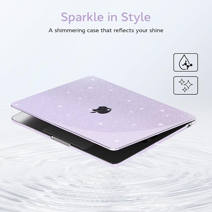 B BELK Compatible with MacBook Air 13 inch Case M5 2026 2025-2022 M4 M3 M2 A3449 A3240 A3113 A2681, Plastic Hard Shell+Keyboard Cover+Screen Protector for MacBook Air 13.6 inch Case, Sparkly Purple