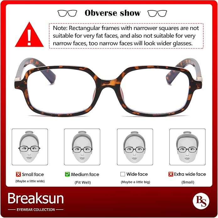 Breaksun Retro Rectangle Glasses for Women Men Small Square Blue Light Blocking Glasses Vintage Eyeglasses