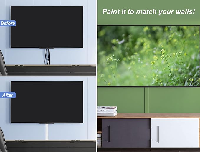 ZhiYo TV Cord Hider for Wall Mounted TV 34in(2X L17in), Large Cord Cover Wall, PVC Cable Management Raceway Kit, Wire Hider for Wall, Black Wire Concealer, W2in x H0.7in - Image 5