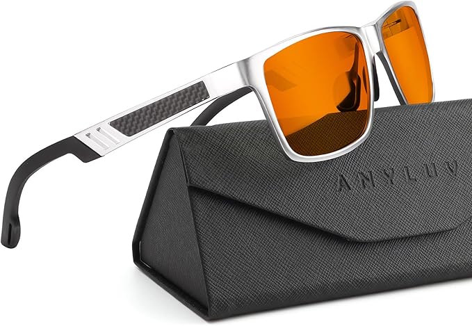 ANYLUV Blue Light Blocking Glasses Men Computer Gaming Glasses Lightweight Al-Mg Metal Anti Eyestrain Eye Protection