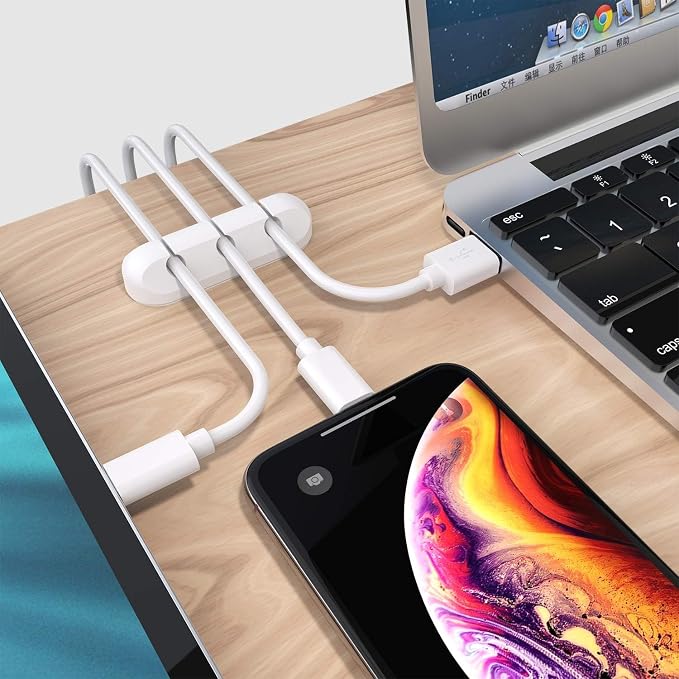 SOULWIT Cable Holder Clips, 3-Pack Cable Management Cord Organizer Clips Silicone Self Adhesive for Desktop USB Charging Cable Nightstand Power Cord Mouse Cable Wire PC Office Home - Image 2