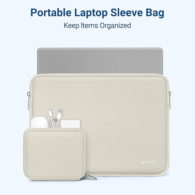 MOSISO Laptop Case 13.3 inch, 13-13.3 inch Laptop Sleeve Bag Compatible with MacBook Air/Pro 13/Pro 14 M5 M4 M3 M2 M1, HP Dell ASUS Lenovo, Neoprene Computer Sleeve Bag with Small Case, Sand