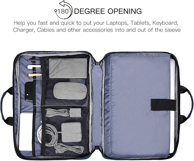 15.6 Inch Laptop Sleeve Bag, Waterproof Men Women TSA Case for Macbook Pro 16 M4 M3 M2 M1, Acer Aspire E15/Predator, Lenovo Ideapad 1 15.6, HP Envy/Victus 15.6, ASUS Dell 15 16 Case, Navy Blue