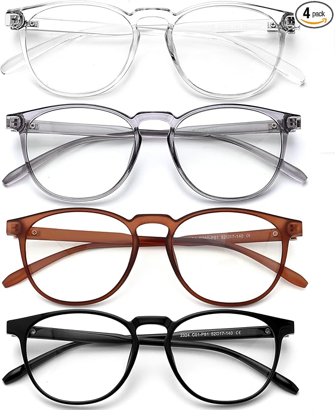 Blue Light Blocking Glasses for Women/Men - 4-Pack Computer Reading/Gaming/TV/Phone Glasses, Anti-Glare