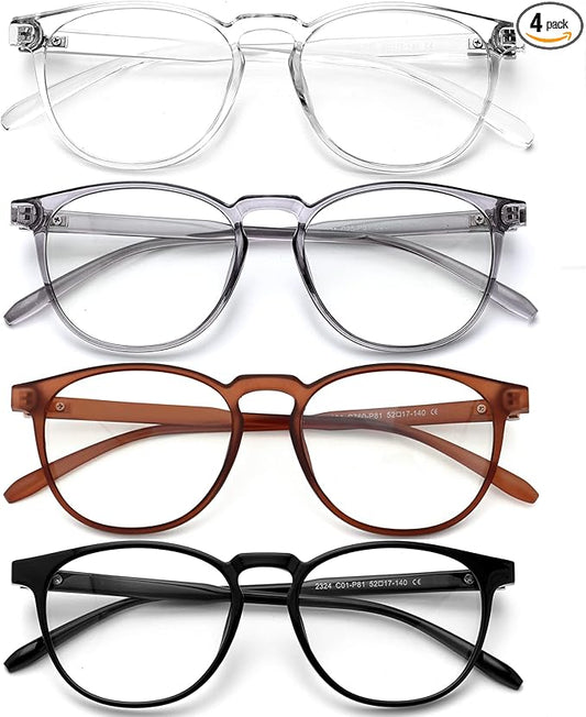 Blue Light Blocking Glasses for Women/Men - 4-Pack Computer Reading/Gaming/TV/Phone Glasses, Anti-Glare