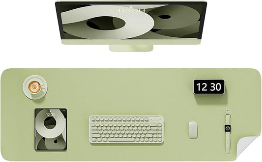 Desk Pad, 48" x 17" PU Leather Non-Slip Desk Mat Large Mouse Pad for Desktop, Waterproof Laptop Computer Writing Mat for Office, Home, Work, Gaming, Green