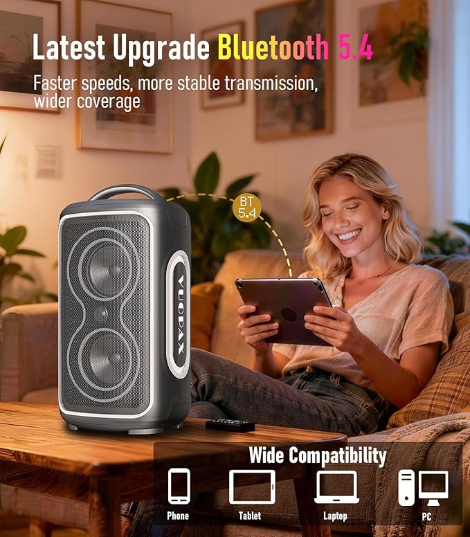 Large Bluetooth Speaker, 240W Peak Power Portable Party Speakers Bluetooth Wireless, 24H Playtime/Fast Charge/Bass Boost/RGB Lights/TWS/ IP65 Waterproof Outdoor Speaker for Party, Beach,Camping