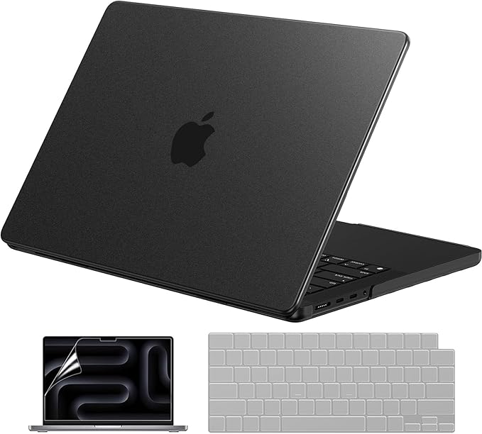 EooCoo Case Compatible with MacBook Pro 14 inch M5 2026-2021 M4 M3 M2 M1 Pro/Max Chip, Official Color-Matched Armor, Frosted Hard Shell Cases with Keyboard Cover, Screen Protector - Matte Space Black