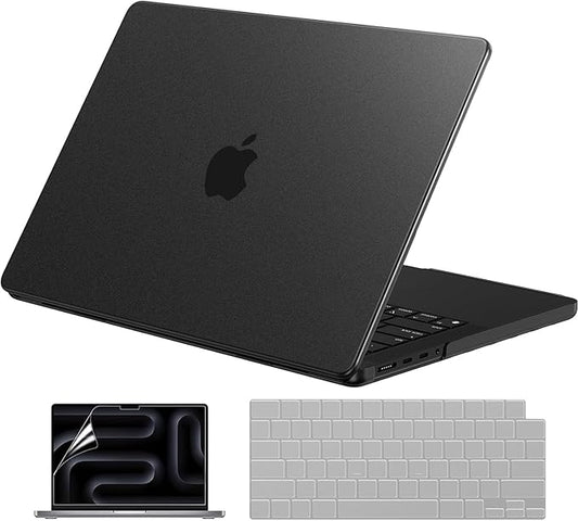 EooCoo Case Compatible with MacBook Pro 14 inch M5 2026-2021 M4 M3 M2 M1 Pro/Max Chip, Official Color-Matched Armor, Frosted Hard Shell Cases with Keyboard Cover, Screen Protector - Matte Space Black