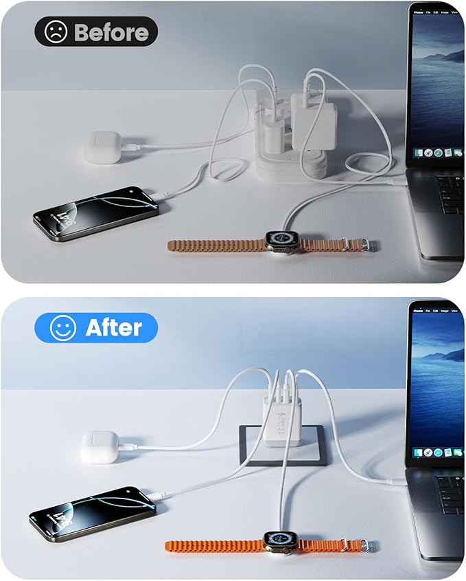 40W USB C Charger Block, 2-Pack 4-Port Fast Charging Block Power Adapter, Dual PD & QC Type-C Multiport Wall Charger for iPhone 17 16 15 14 13 12 11 Pro Max, Samsung, Tablets
