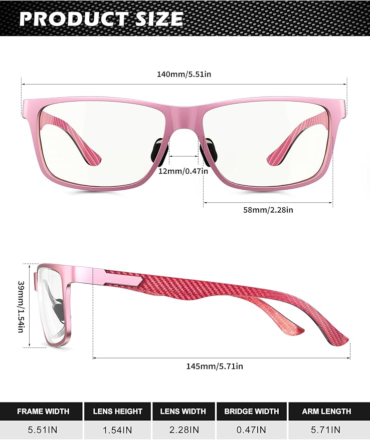 ANYLUV Carbon Fiber Reading Glasses for Men Women, Blue Light Blocking Computer Readers, Anti Glare Spring Hinge
