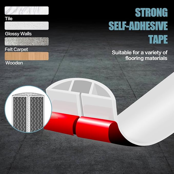 Floor Cord Cover Self Adhesive Cord Hider,3.3FT Cable Management, Extension Strip Protector for Wires, Prevent Cable Trips for Offices, Gyms, Exhibitions Cavity:0.39"(W) x 0.27"(H) White - Image 4