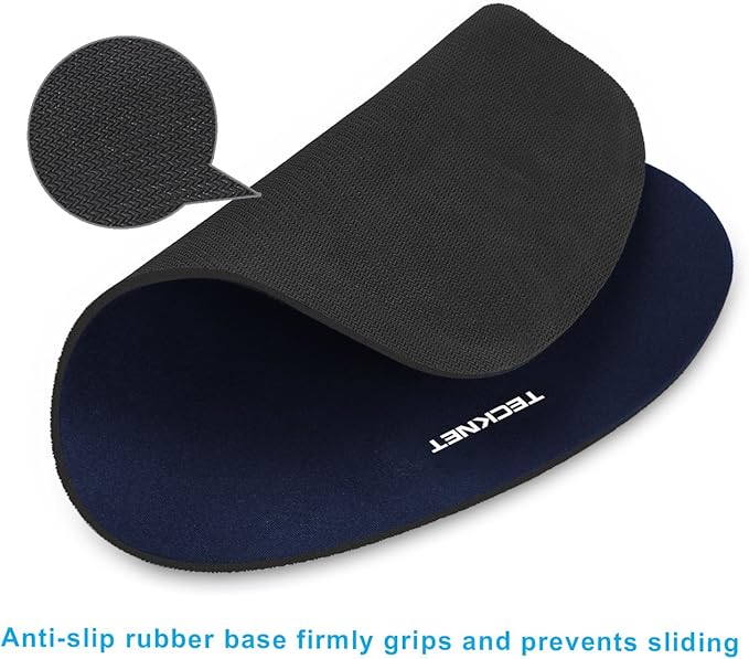 TECKNET Mouse Pad with Wrist Support, Ergonomic Gaming Mouse Pad Pain Relief, Portable Comfortable Mousepad for Computer, Laptop, Office, Home and Travel, Non-Slip Base, Waterproof Surface, Blue