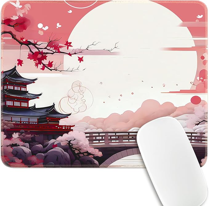 Japanese Small Gaming Mouse Pad 10.2 x 8.3 in Computer Mouse Pad Anime Gaming Mousepad, Expanded Architecture Cute Desk Pad with Nop-Slip Suitable for Home Office