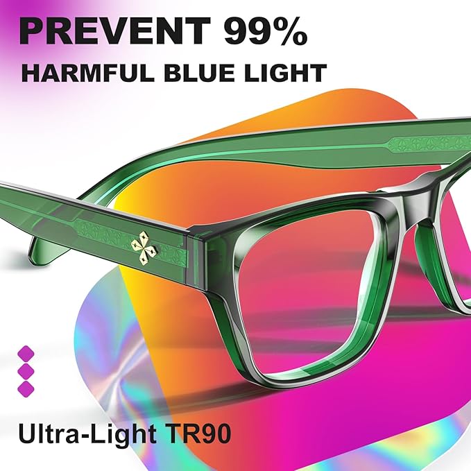 VISOONE Square Blue Light Blocking Glasses TR90 Clear Lens for Women Men BONA