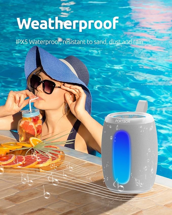 Bluetooth Speaker - Portable Wireless Speaker with Powerful Stereo Sound, IPX5 Waterproof, Dustproof, 3000mAh Battery Up to All Day Playtime, BT 5.3 with AUX, TWS Pair, for Outdoor/Home/Party/Beach