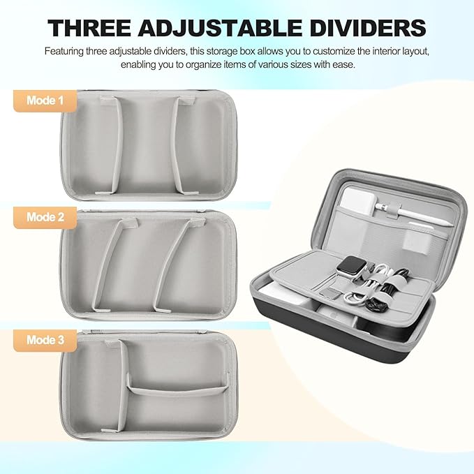 Hard Travel Electronic Organizer Case for Power Bank Chargers Cables USB Flash Drive SD Card Electronics & Backpack Organizer Travel Case Small Portable Accessories Bag, Black
