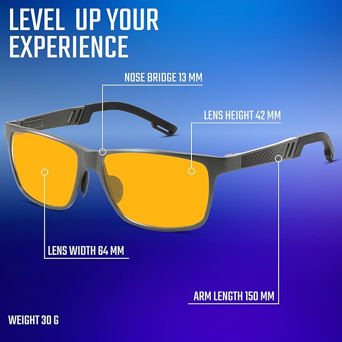 IBOANN Blue Light Glasses for Men - Lightweight Al-Mg Metal, Gaming Computer Blocking Glasses, Eye Protection Anti Eyestrain